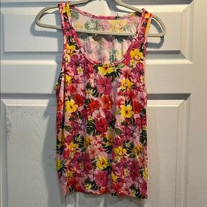Posh Peanut Malana Pink Tropical Floral Tank Top M Lounge Bamboo